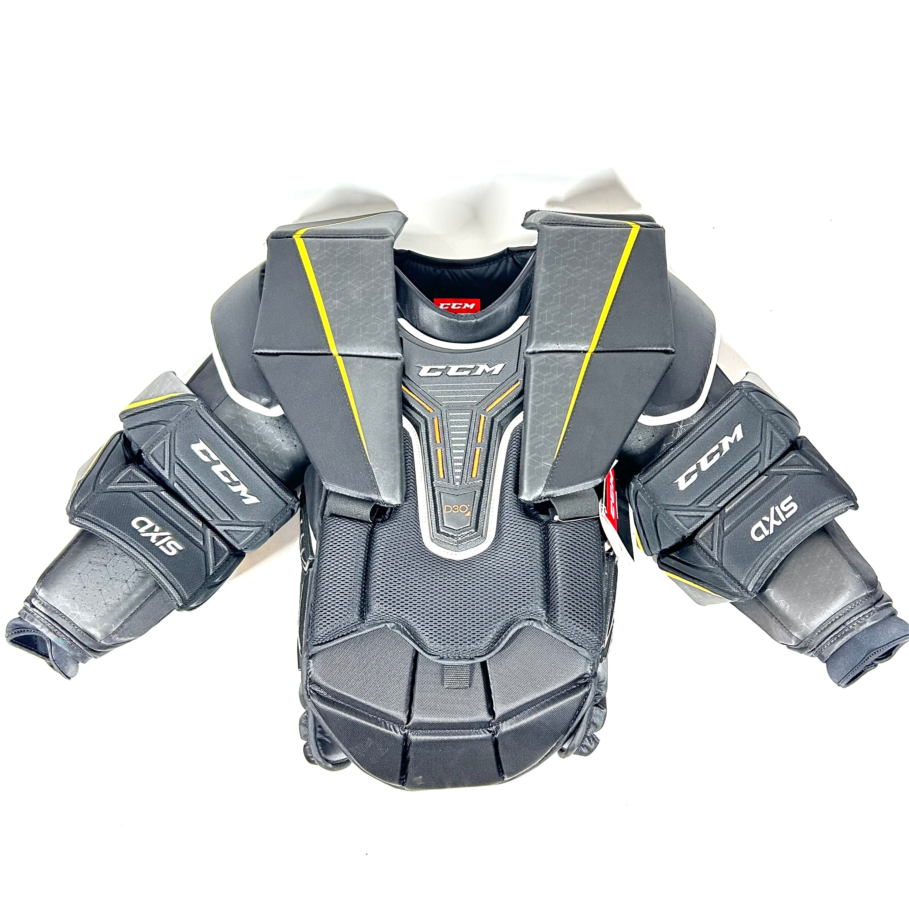 CCM Axis - Nouveau plastron de gardien Pro Stock (noir/jaune)